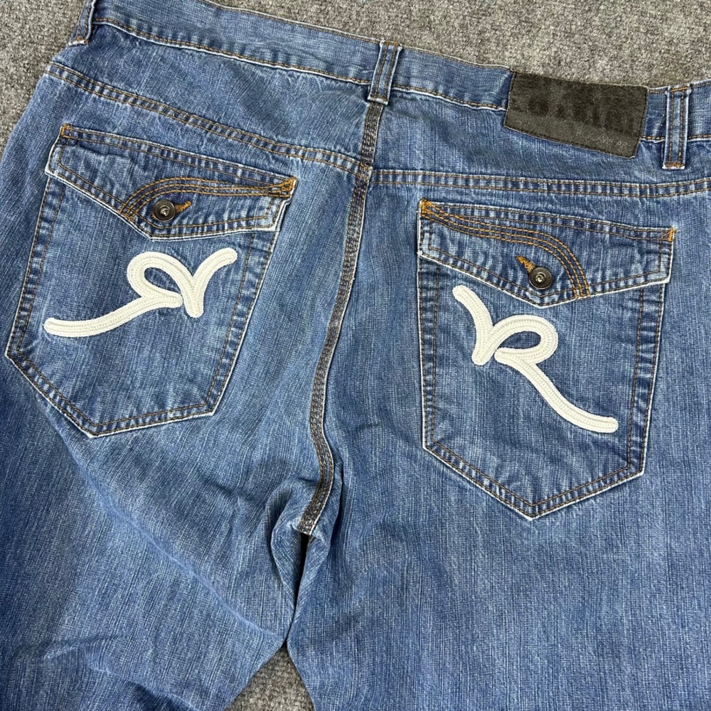 Rocawear Mens Original Fit Blue Denim Jeans W38 L31 Embroidered Logo Baggy Y2K